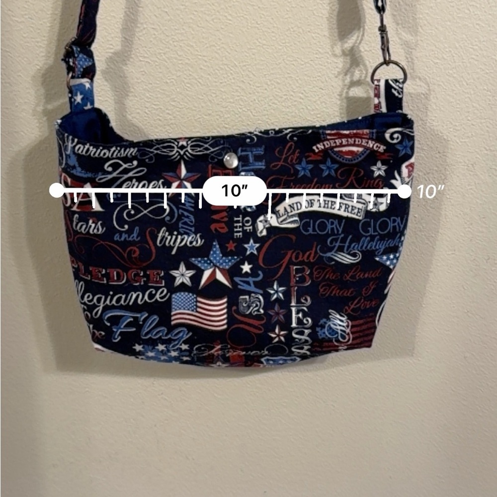 Patriotic USA Crossbody Bag Red White Blue Americana Flag Print Small Purse - Picture 4 of 11